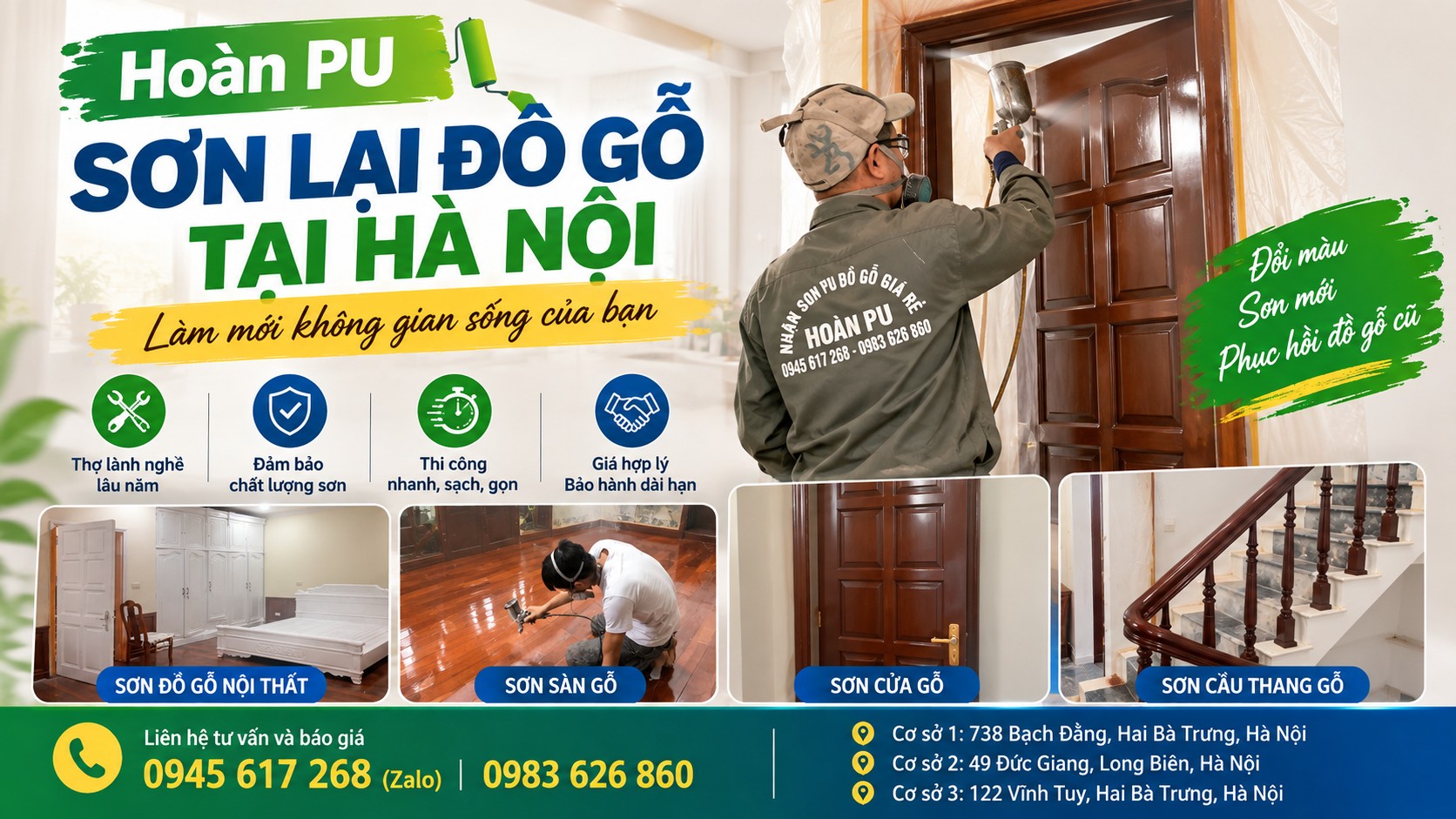 Nhận sơn lại đồ gỗ tại nhiều khu vực Hà Nội